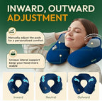 Inflatable Travel Neck Pillow with Adjustable Memory Foam Sides | Lightweight, Soft & Portable Support (Navy Blue, Standard)