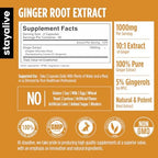 STAY ALIVE Pure Ginger Root Capsules 1000mg, 10:1 Extract Powder with 5% Gingerols, 120 Pills, Extra Strength Root Powder, Vegan, Non-GMO and Gluten-Free Ginger Supplement