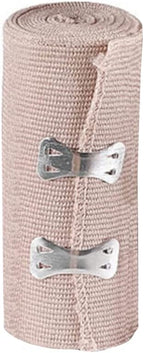 Elastic Bandage Wrap with Clips Fasteners Adhesive Bandaging Stretch Tape Rolls for First Aid Measures Outdoor Sports 4Inch x 15Ft