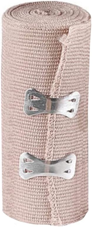Elastic Bandage Wrap with Clips Fasteners Adhesive Bandaging Stretch Tape Rolls for First Aid Measures Outdoor Sports 4Inch x 15Ft