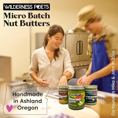 Wilderness Poets, Almond Butter - Organic Raw Nut Butter (1 Pound) - Vegan, Gluten Free, Non GMO, No Salt, No Sugar - Glass Jar