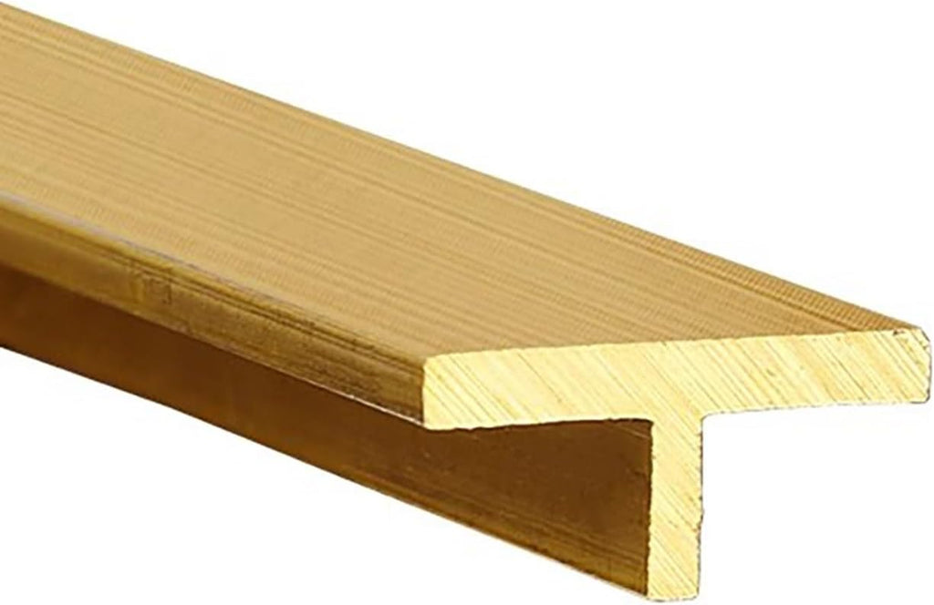 CMYUN Flat T-Shaped Brass Threshold Strip Gold, Extra Narrow Doorway Transition Strips Wood to Tile, Stair Wall Edging Trim Transition Bar, Joins Floor Gap(15x7mm(0.59x0.28 in))