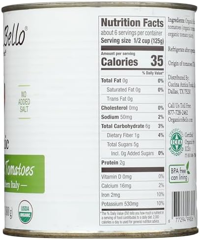 ORGANICO BELLO Organic Premium Chopped Tomatoes, 28 OZ