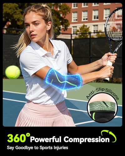 Elbow Brace Support with Gel Pads Breathable Elbow Compression Sleeve for Men & Women 4D Knit Elbow Sleeve for Golfer's, Tennis Elbow, Tendonitis, Reduce Joint Pain During Any Activity(Black, X-Large)