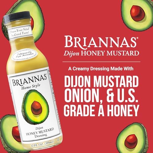 BRIANNAS - Home Style Dijon Honey Mustard Dressing - Fine Salad Dressing made with Premium Ingredients - Gluten Free & Kosher Dressing - 12 oz. Bottles - 6 Pack