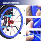 Wheelchair Push Rim Covers,1 Pair 24inch Wheelchair Push Rim Covers Silicone Non-Slip Wear-Resistant Handrim Protective Cover for Rear Wheel Grips (Blue,22 in)