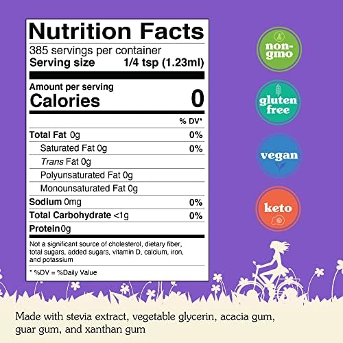 NuNaturals Stevia Simple Syrup, Sugar-Free Sweetener, Plant-Based Sugar Substitute, Zero Calorie, 16 oz