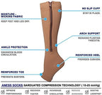 2 Packs Plus Size Compression Socks with Zipper, Knee High 15-20mmHg Socks for Women Men Open Toe Support Socks