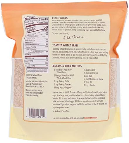 Bob's Red Mill Wheat Bran, 16oz (Pack of 1) - Non GMO, Vegan, Kosher