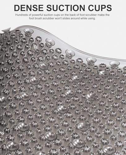 OTHWAY Non Slip Grassy Bathtub Mat : 25.6X13.4 inches Sturdy But Soft Bath Mat_Quick Drain Shower Floor Mat with Soft Bristles for Scrubbing Feet (Dark Grey)