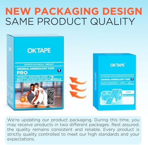 OK TAPE PRO Kinesiology Tape, 2inch x Long Roll 16ft Free Cut Tape, Elastic Athletic Tape Therapeutic Latex Free, 2 Rolls Black+Black