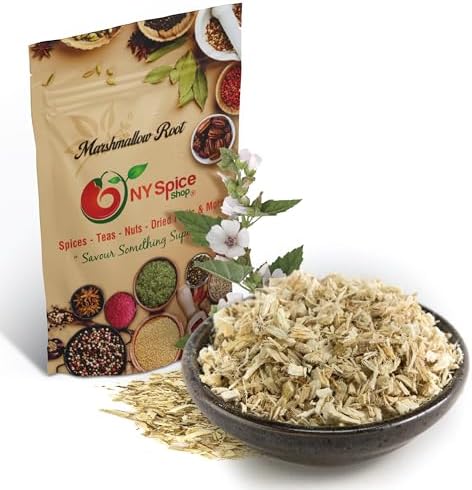 NY Spice Shop Marshmallow Root Cut & Sifted - 4 Ounce Natural Dried Marshmallow (Althaea officinalis) Herbal Tea Root in Resealable Packaging