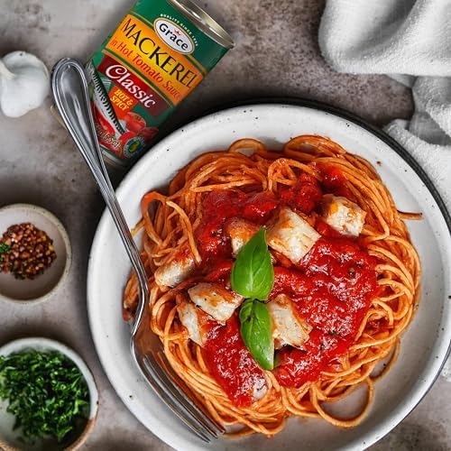 Grace Hot & Spicy Mackerel in Tomato Sauce 5.5oz - 10 Pack Canned Mackerel