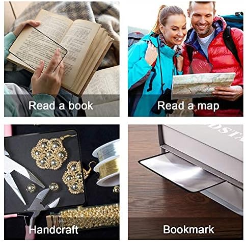 Enhon 3X Page Magnifier 7 x 4.7 Inch Magnifying Sheet Fresnel Lens Page Magnifying Glass for Elderly and People with Low Vision Reading Small Patterns, Maps and Books (8 Pieces)