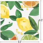 Multicolor Luncheon Paper Napkins (Pack Of 16) | Vibrant Citrus Fruit Design, Perfect for Summer Parties, Tropical Themes, BBQs & Picnics