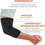 Ergodyne - 16594 ProFlex 651 Elbow Compression Sleeve, Brace Support for Men and Women Black Large
