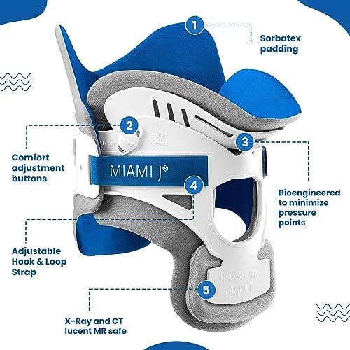Ossur Miami J Cervical Neck Collar - Relieves Pain & Pressure on Spine | C-Spine Vertebrae Immobilizer | Semi-Rigid Pads for Patient Comfort | MJ-300 Short