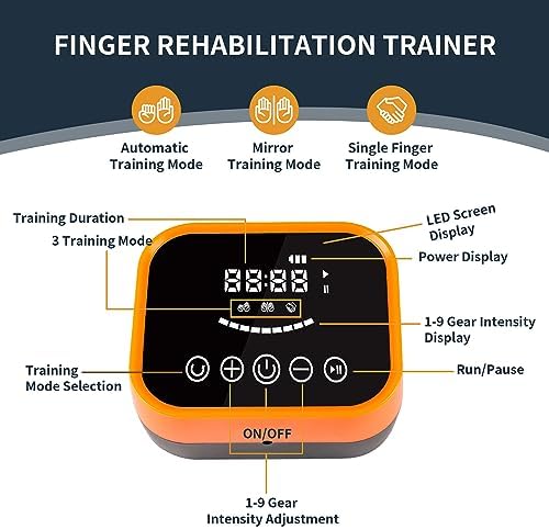 Rehabilitation Robot Gloves Equipment for Stroke Recovery, Hand Strength Exercise, and Adaptive Training Hemiplegic Finger with USB Chargeable Orange (Size S,Left Hand)