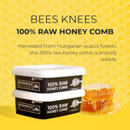 Bees Knees Raw Honeycomb | 100% Edible, All-Natural Gourmet Honeycomb in Double Sealed Packaging | Acacia Honey Comb with Sweet, Light Flavor | Foodie Gifts, Unique Gift Ideas for Moms (7 oz)