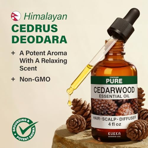 100% Pure Cedarwood Oil - 4 Fl Oz Cedarwood Essential Oil for Hair, Skin, Diffuser, Aromatherapy & DIY Soap Making Scent