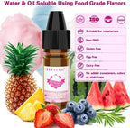 Food Flavoring Oil - Concentrated Candy Flavors, 6 Liquid Lip Gloss Flavoring Oil, Cotton Candy Pineapple Flavor Oil for Baking, Cooking, Drinks, Water & Oil Soluble - 0.25 Fl Oz
