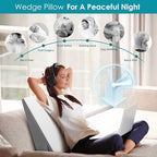 Wedge Pillow, 8 inch Bed Wedge Pillow for Sleeping & Resting, Cooling Memory Foam Incline Pillow for Adults Seniors, Back Support and Leg Elevation, Ideal for Couch, Bedroom & Living Room