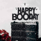 Happy Booday Cake Topper Halloween Birthday Supplies Spooky Ghost Party Decoration Black