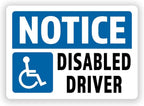 2-Pack Notice Disabled Driver Vinyl Decal Sticker | 7-Inch by 5-Inch | Premium Quality Vinyl Decal | Laminated with UV Protective Laminate | PD2737