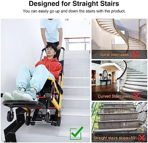Powered Wheelchair, Stair Climbing Wheelchair, Electric Mobile Stair Lifts Chair for Seniors, Foldable Stair Chair Load Capacity 480lbs(Model:XFGW30-107)