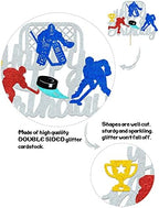 Ice Hockey Cake Topper | Ice Hockey Birthday Decorations for Boys, Girls, Adults – Glitter Silver Sports Theme, Happy Birthday Party Supplies