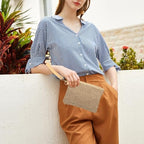 Straw Clutch Purses for Women, Bohemian Straw Handbag Small Summer Beach Bag Wristlet Wallet with Zip