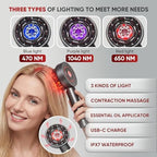 3-in-1 Scalp Massager with Oil Applicator, Portable Cordless Scalp Brush for Men & Women, Adjustable Speed, Soothing Red LED Mode, IPX6 Waterproof, Rechargeable Head Massage Comb for Shower & Dry Use
