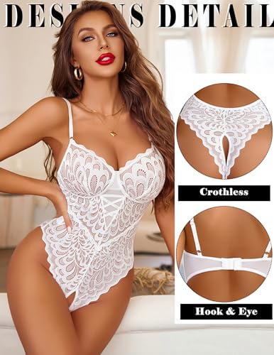 Avidlove Lingerie For Women Lace Bodysuits Deep V Teddy One Piece Mini Babydoll Outfits S-XXL