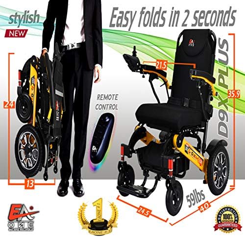 EAONE D9X Plus Electric Wheelchairs, Foldable Lightweight, 20AH Battery, All Terrain, Dual 500W Motors, Heavy-Duty, Portable Electric Wheelchair (21.5'' seat Width)