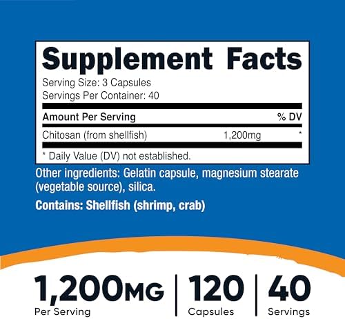 Nutricost Chitosan Supplement (1,200mg) 120 Capsules - GMO-Free, Gluten-Free, 40 Servings
