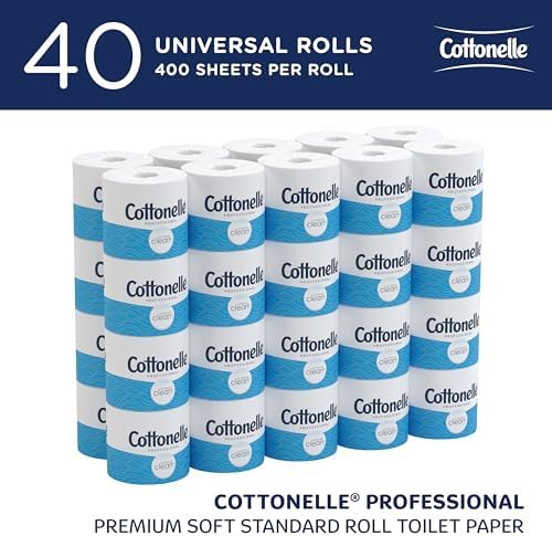 Cottonelle® Professional CleanCare Standard Roll Bulk Toilet Paper (58696), 2-Ply, White, Individually Wrapped (400 Sheets/Roll, 40 Rolls/Case, 16,000 Sheets/Case)