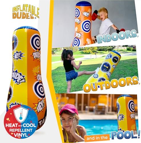 INFLATABLE DUDES Target Bags -Kids Punching Bag | Already Filled with Sand| Bop Bag | Premium Inflatable Toy | Punching Bag for Kids | Enhanced Bounce-Back Action! | Indoor Outdoor -Party Games