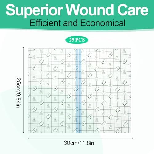 25 Pcs Adhesive Waterproof Bandages 10x12 inch Water Proof Bandages Surgery Incisions Protector, Second Skin Tattoo Cover Stretch Transparent Film Dressing Waterproof Medical Tape for Shower Swimming