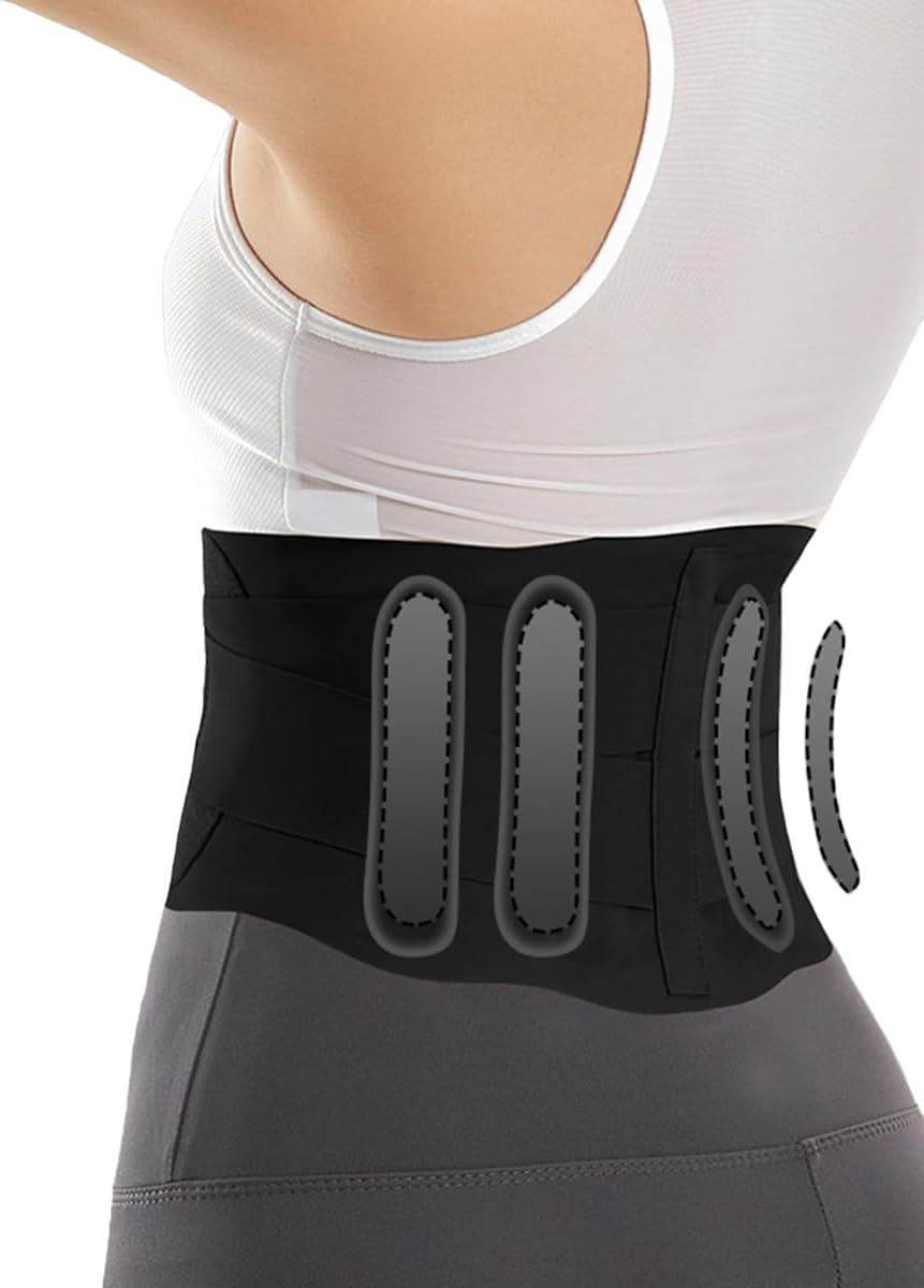 Super Thin Back Brace for Lower Back Pain Women Men, Lumbar Support Waist Support Brace for Women Lower Back Pain Relief Products, Hip Belt Waist Belt Sciatic Nerve Brace for Women Men (Black, Large)