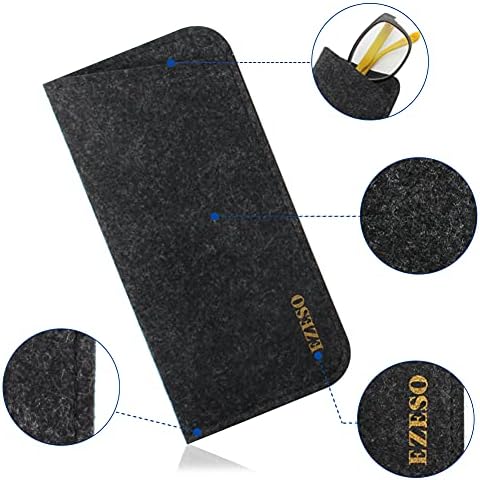 3 Pack Eyeglass Cases - Soft Felt Slip-in Pouch Case - Glasses Storage Case Makeup Pouch