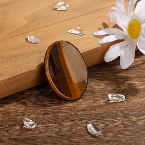 GolbalJew Tigers Eye Thumb Worry Stone for Anxiety Healing Crystals Sets, Hand Carved Crystals and Healing Stones, Meditation Crystal Reiki Natural Relax Palm Stone for Anxiety Therapy Relief
