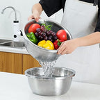 304 Stainless Steel Microporous Colander, 3.5QT Large Capacity with Mixing Bowl For washing vegetables fruit and rice and for draining cooked pasta(2PC)
