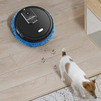 Robot Mop with Self-Emptying Base, 60min Cleaning, 360° Full-Surround Wipe Smart Robot Vacuum Cleaner Sweeping Mopping Smart Mop with Humidifying Function, Wet and Dry Available (Black)