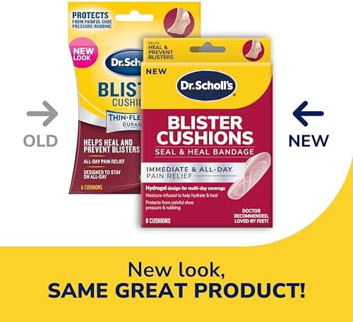Dr. Scholl's Blister Cushions Seal & Heal Bandage with Hydrogel Technology, 8 ct // Immediate & All-Day Pain Relief, Thin, Flexible & Nearly Invisible, Moisture-Infused