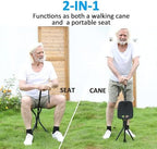 REHAND Walking Cane with Seat,Lightweight Foldable, Adjustable, Collapsible Canes with Stool for Men & Women, Heavy Duty All Terrain Tip, Portable Walking Stick Chair for Seniors & Adults