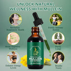 Mullein Drops for Lungs 4 Fl Oz - Mullein Leaf Extract for Lungs with Chlorophyll - Natural Herbal Supplement for Lung Cleanse, Respiratory Support, Boosts Immunity, Digestive Wellness