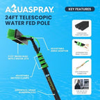 AquaSpray Superlite Aluminum Water Fed Pole Kit Lightweight 24 Feet - Outdoor Window Cleaner Window Glass Solar Panel Cleaning System, Washing Equipment Tool Solution: Hose Spray Washer
