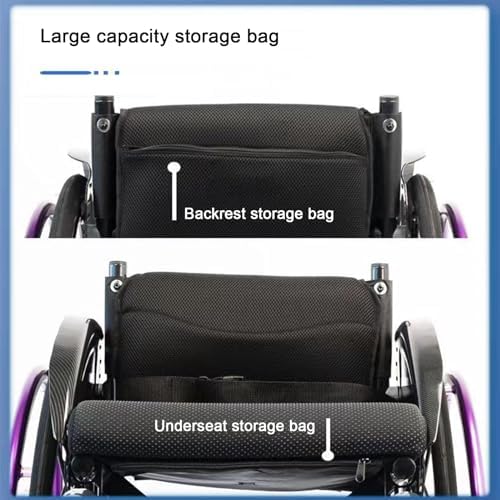 Sports and Leisure Wheelchairs for Adults, Folding Self Propelled Wheelchair,Portable Aluminum Transport Wheelchair,Adjustable Foot Pedal,220 lbs Weight Capacity(Purple)