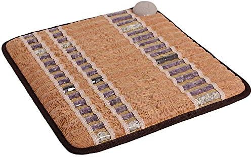 Isabella- Far Infrared Amethyst Jade Obsidian Crystal Stone Tan Mat (18" L x 18" W) - Negative Ion - Adjustable Temperature - Heating Pad