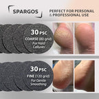 Precision Sandpaper Foot File Refill Pads | 80 Grit Coarse & 120 Grit Fine Callus Remover Discs | Self-Adhesive Pedicure Replacement Set – 60 pcs Total